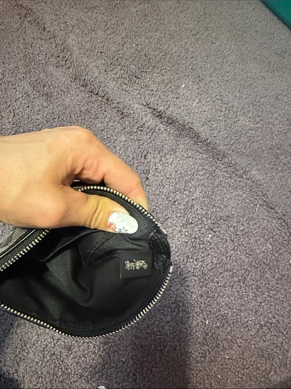 Coach Gray Signature Small Wristlet with Wrist Strap